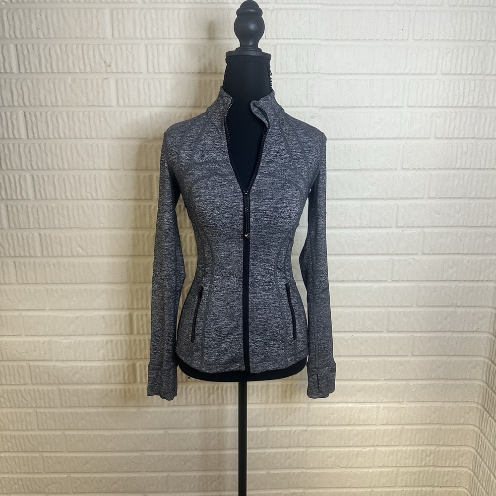 Lululemon Define Jacket Sz 2 Coco Pique Black White Athletic Compression Gym